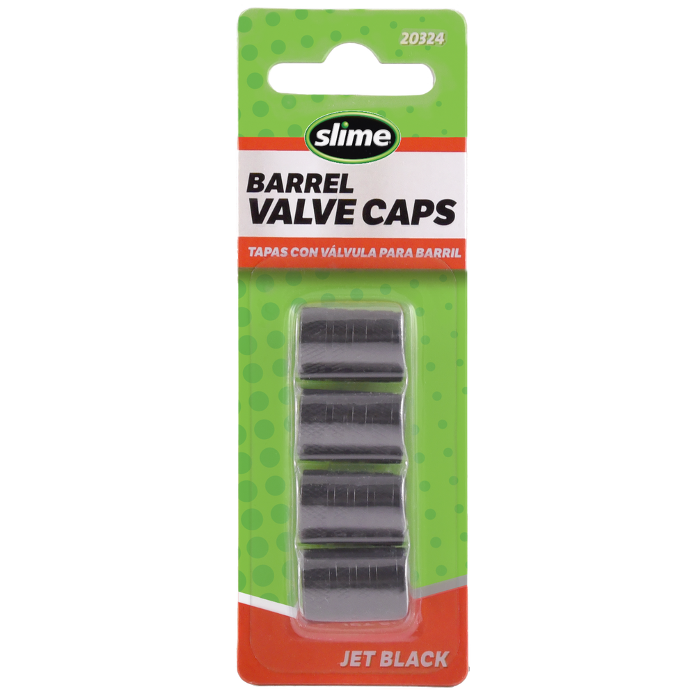 Slime Barrel Tire Valve Caps (Jet Black) #20324 In Package