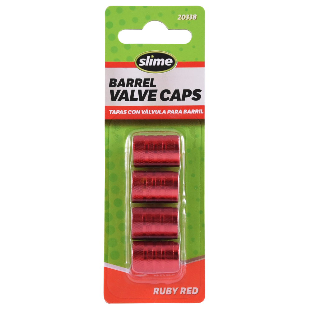 Slime Barrel Tire Valve Caps (Ruby Red) #20338 In Package