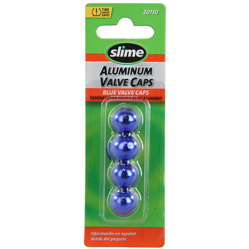 Slime Anodized Aluminum Valve Caps (Blue) #20130 In Package