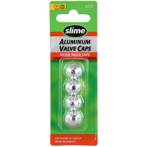 Slime Anodized Aluminum Valve Caps (Silver) #20131 In Package
