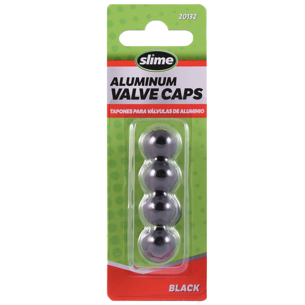 Slime Anodized Aluminum Valve Caps (Black) #21032 In Package