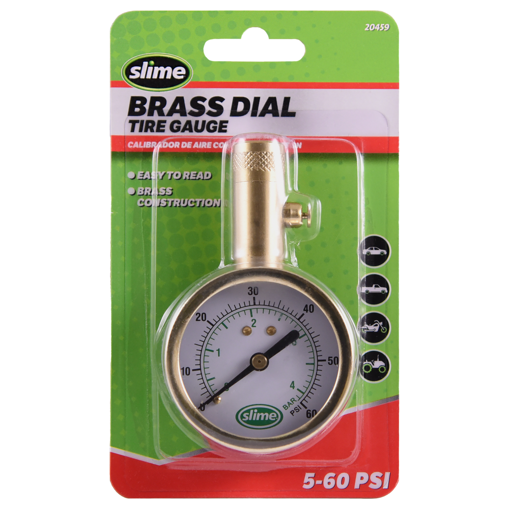 Slime Brass Dial Tire Gauge (5-60 psi) #20459 Out of Package
