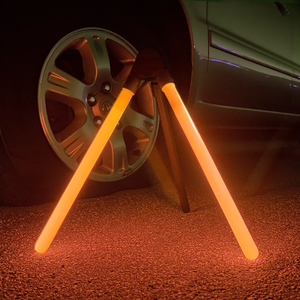 Slime Glow Safety Signal In Use Next to Tire