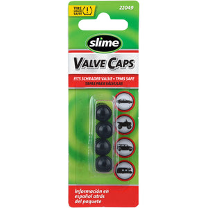 Slime Black Plastic Valve Caps #22049 In Package