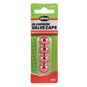 Slime Anodized Aluminum Valve Caps (Red) #20129 In Package