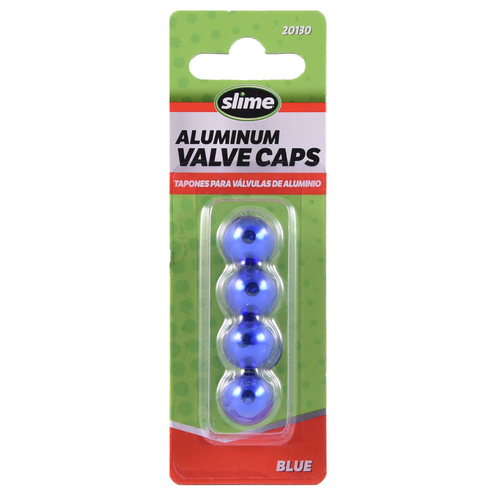 Slime Anodized Aluminum Valve Caps (Blue) #20130 In Package