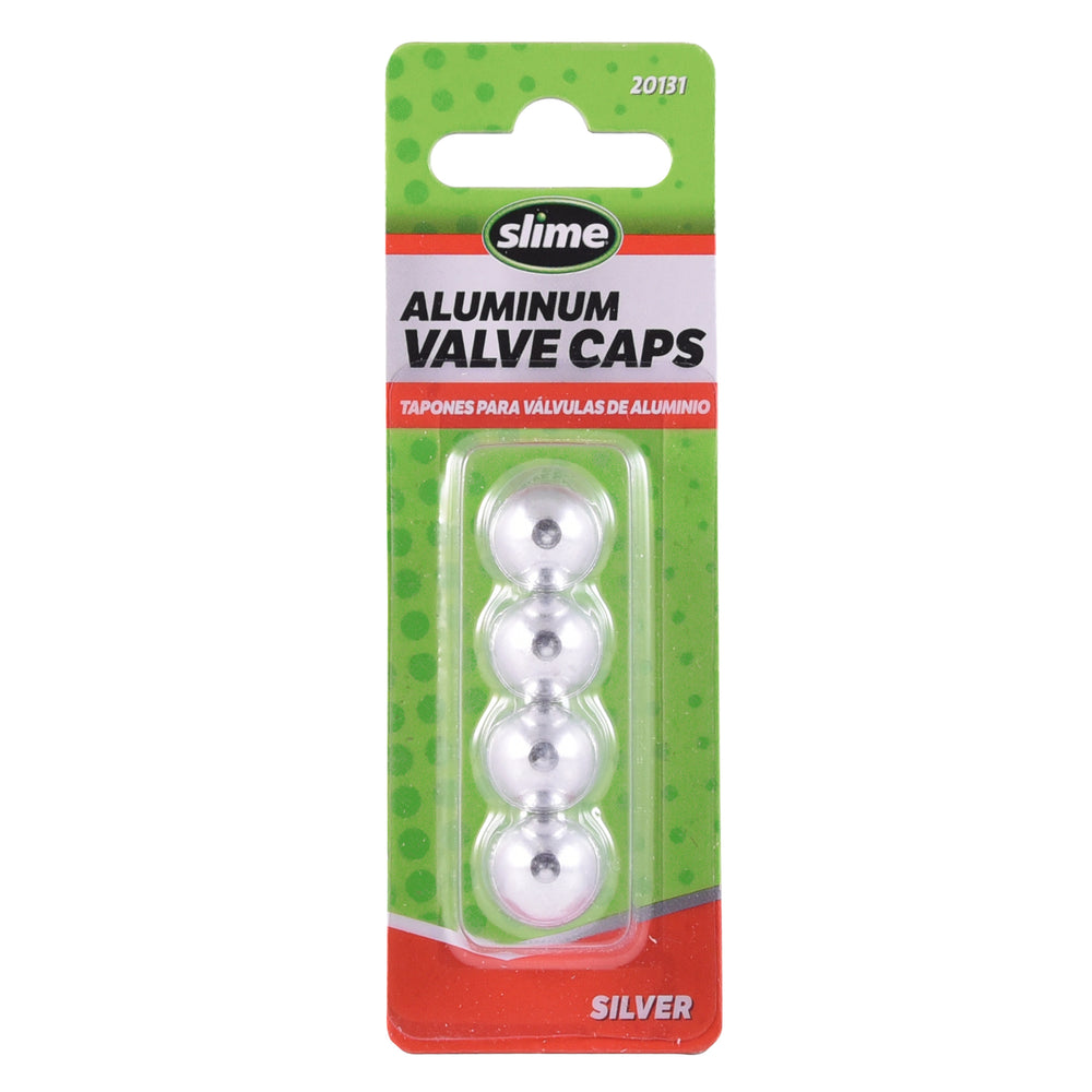 Slime Anodized Aluminum Valve Caps (Silver) #20131 In Package