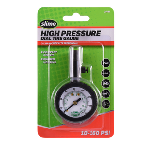 Slime High Pressure Dial Tire Gauge (10-160 psi ) #20186 In Package