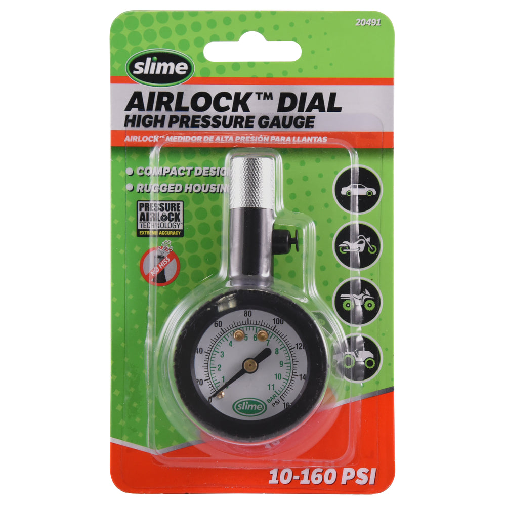 Slime Airlock High Pressure Tire Gauge (10-160 psi) #20491 In Package