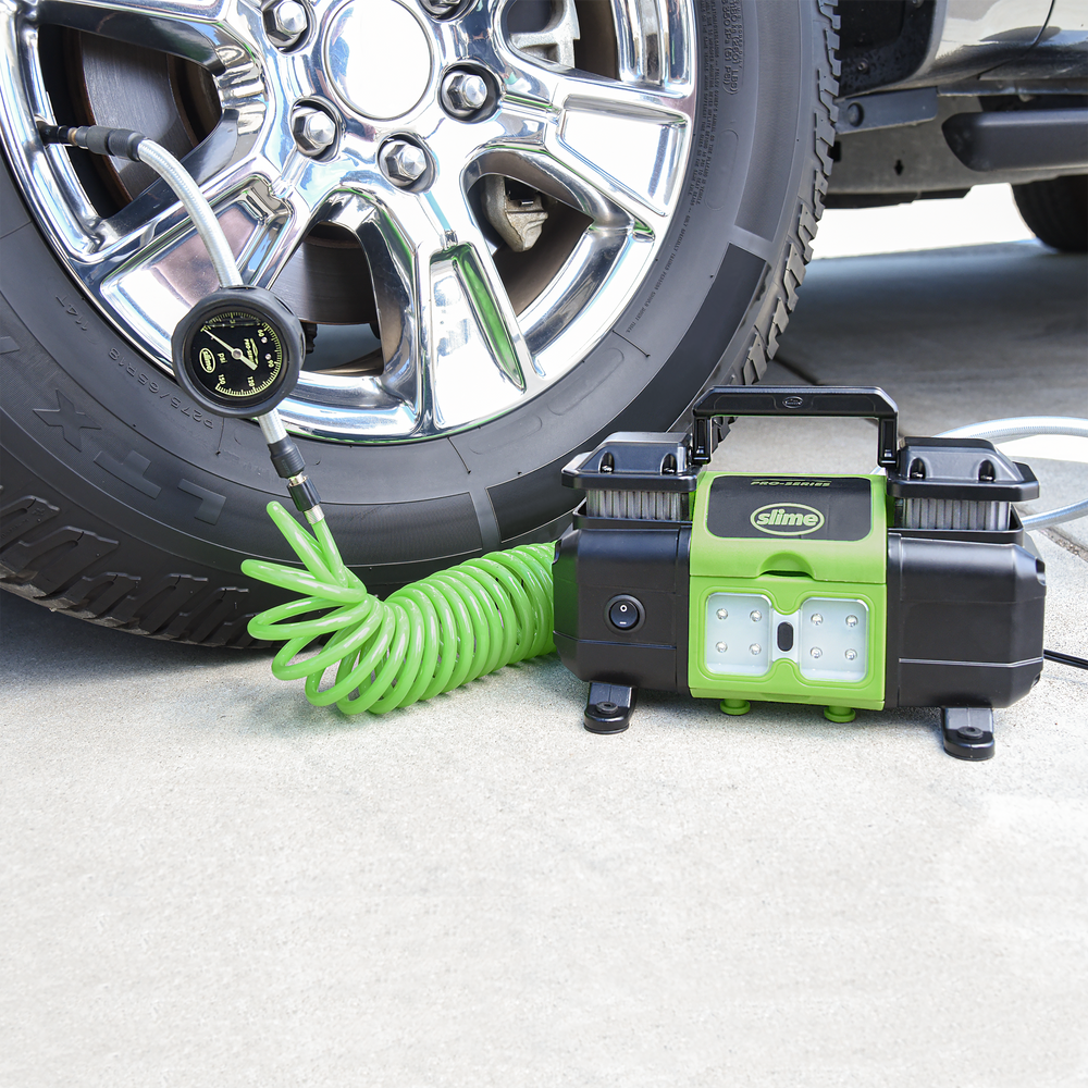 Tire Inflator with Pressure Gauge and Longer Hose - Most Accurate, Heavy