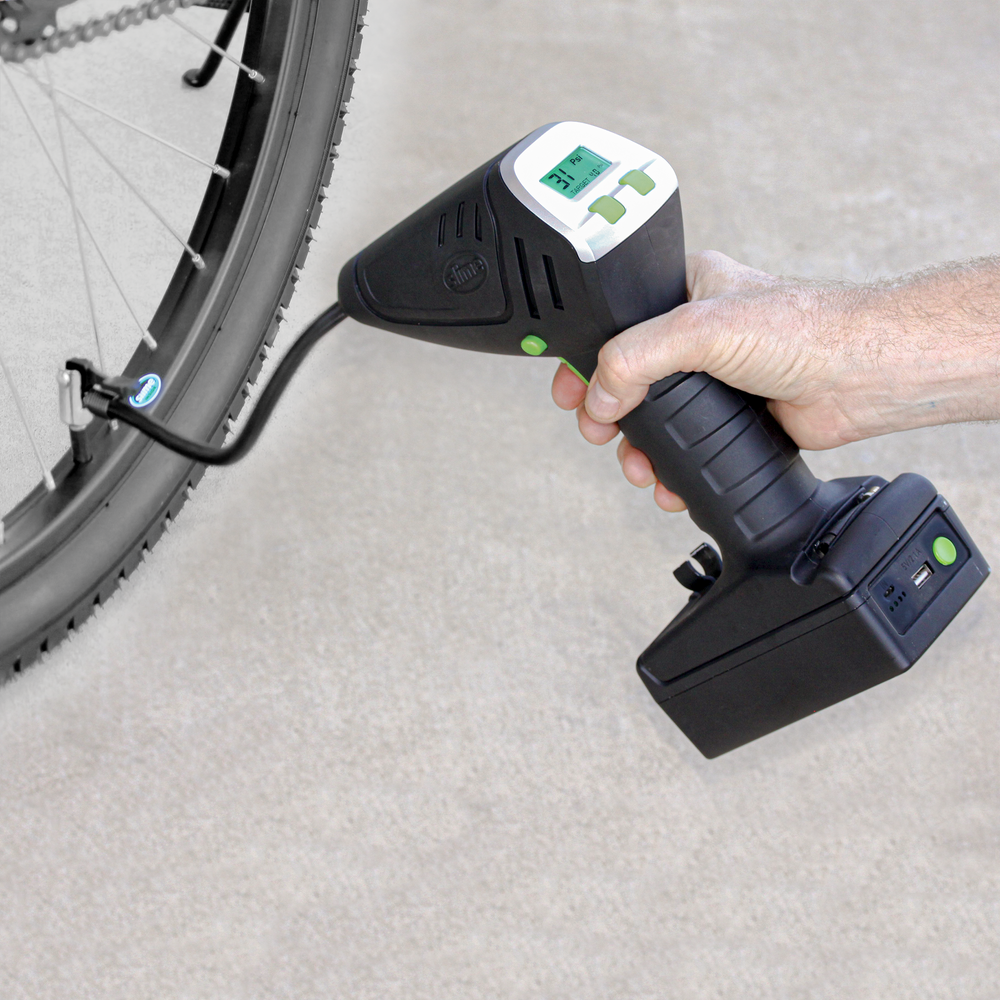 Cordless bike top tire inflator