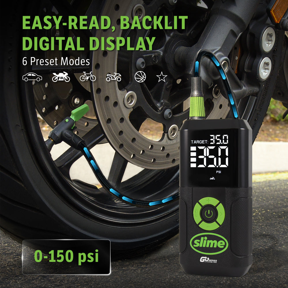 Slime Cordless 3-in-1 Tire Inflator #40089 Big Digital Display and 6 Preset Modes
