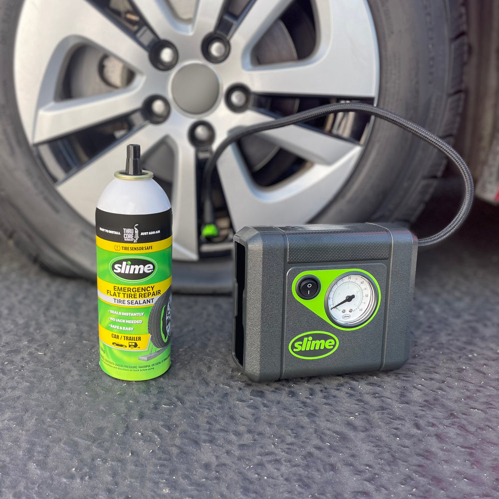 Slime Smart Spair Plus Flat Tire Repair Kit (Car/Trailer) #50165 Connect Inflator