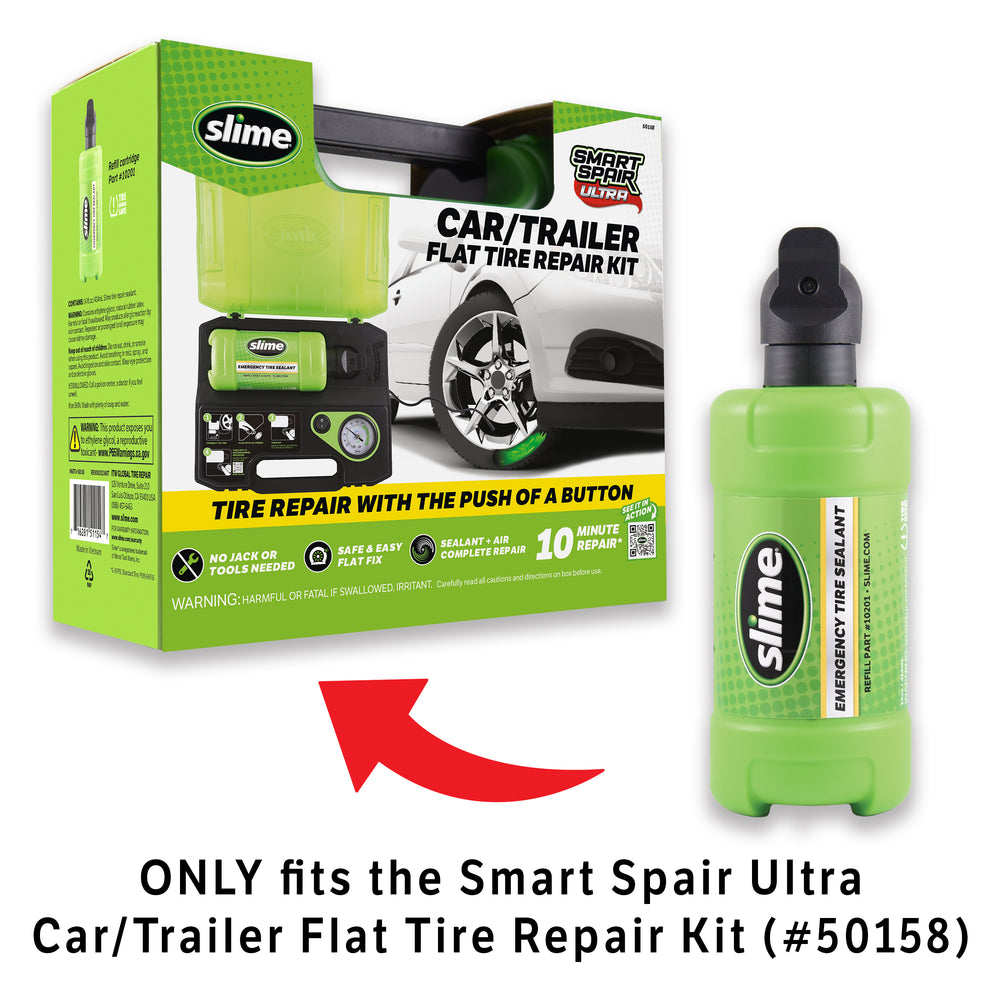 Slime Sealant Refill Bottle for the Smart Spair Ultra Car/Trailer Flat Tire Repair Kit Kit Pair #10201