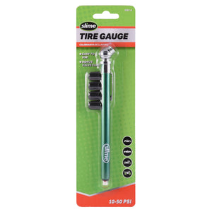 
            
                Load image into Gallery viewer, Slime Pencil Tire Gauge with Valve Caps #1023-A In Package
            
        
