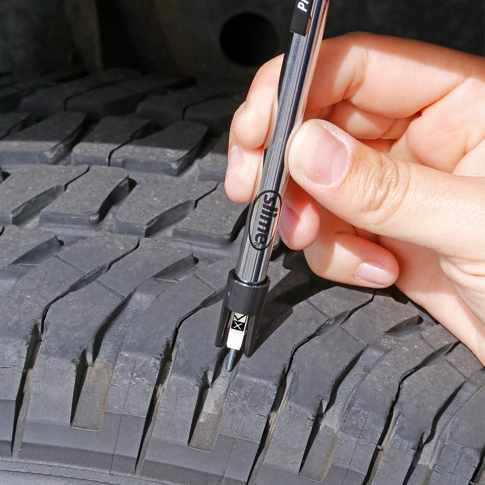 Slime Pro-Series 4-Way Pencil Tire Gauge (10-120 psi) #20455 In Use Depth Gauge