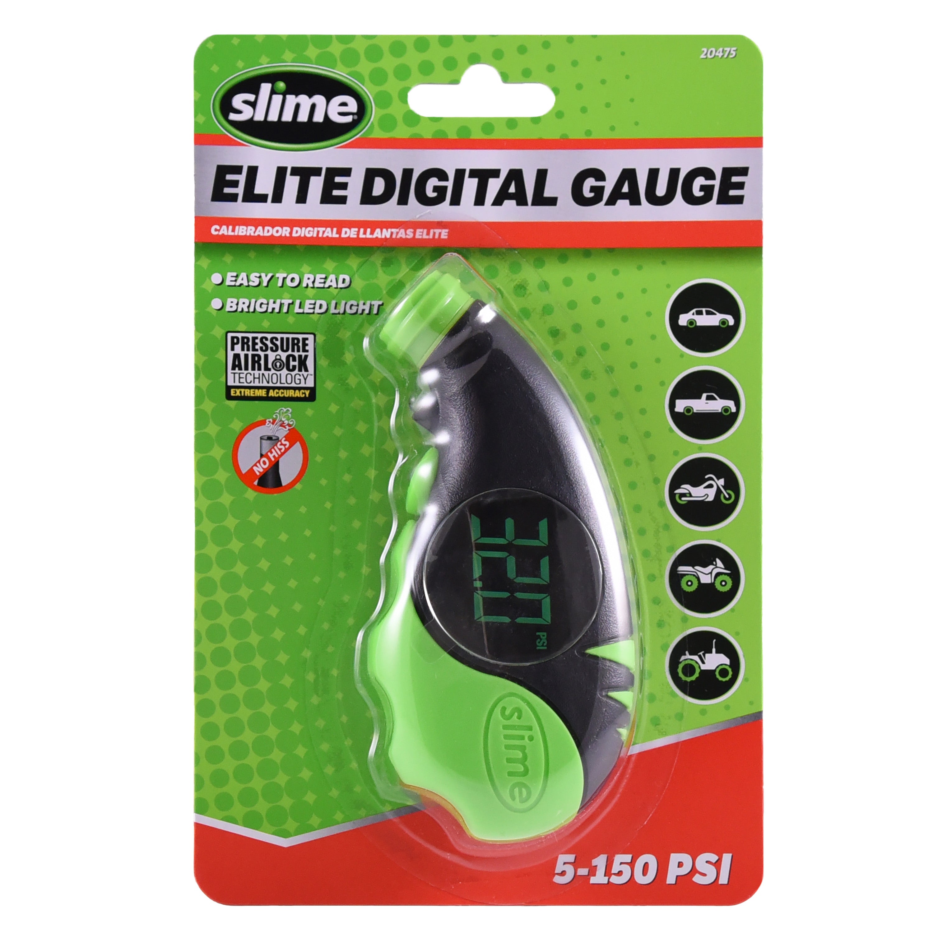 Elite Digital Tire Gauge (5150 psi) Slime Slime Products