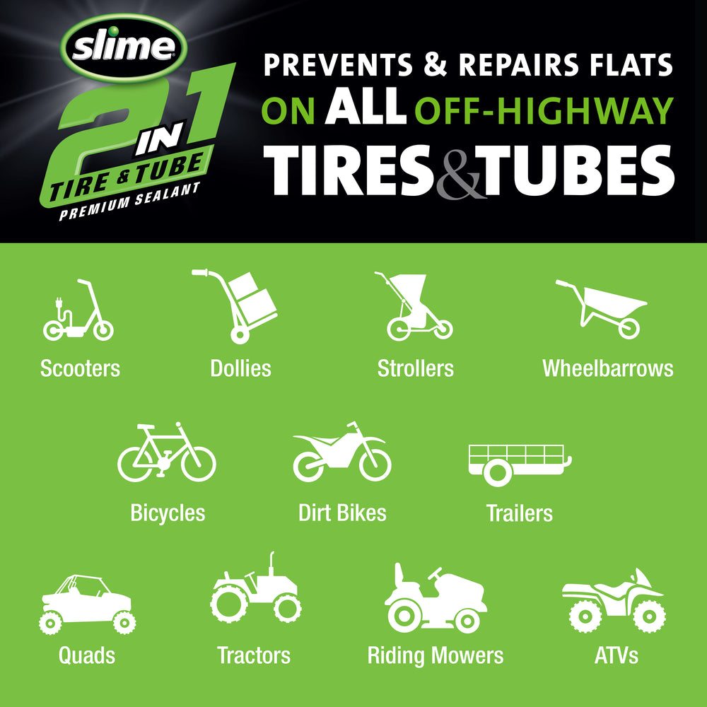 2-in-1 Tire & Tube Premium Sealant - 1 Gallon #10195 Tires That Slime Works On