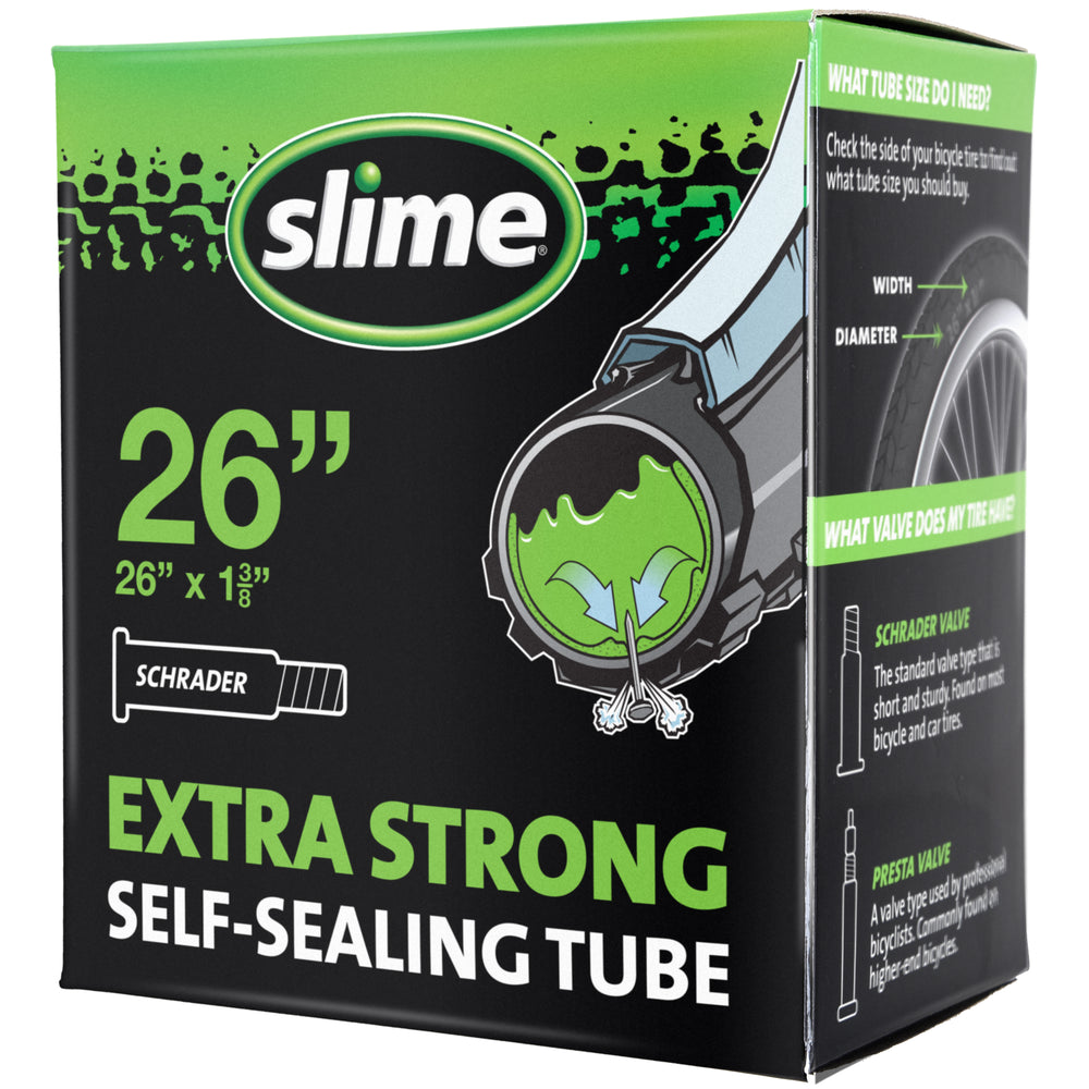 Slime Extra Strong Self-Sealing Bicycle Tubes 26" x 1.375" Schrader #30044 In Package