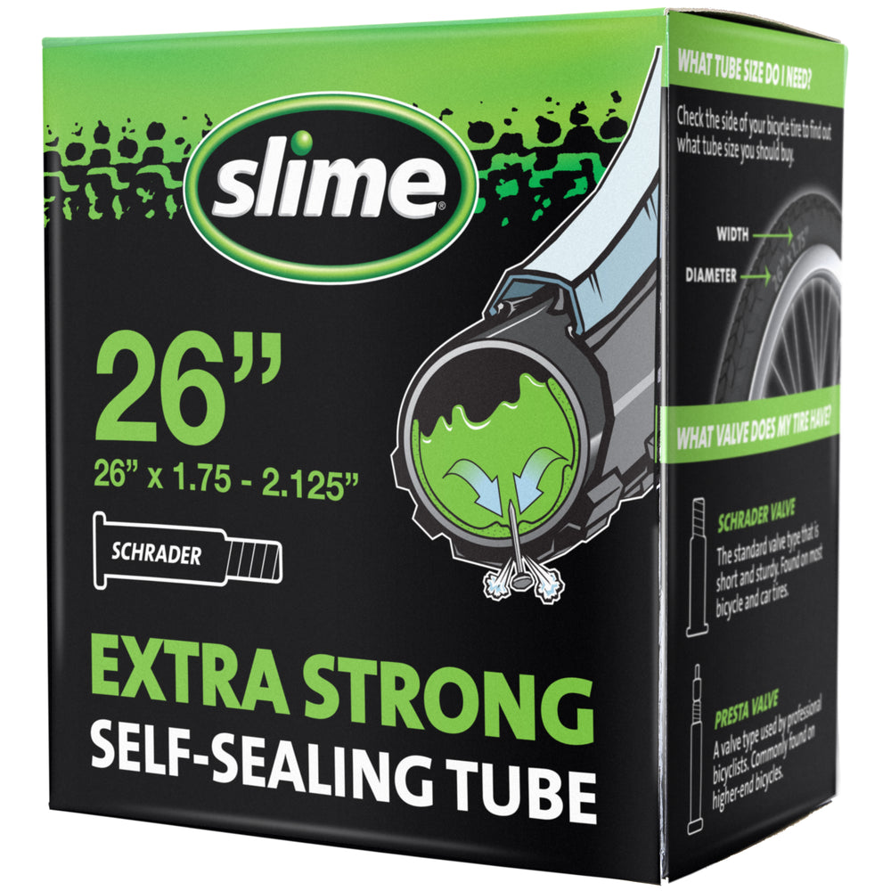 Slime Extra Strong Self-Sealing Bicycle Tubes 26" x 1.75-2.125" Schrader #30045 In Package