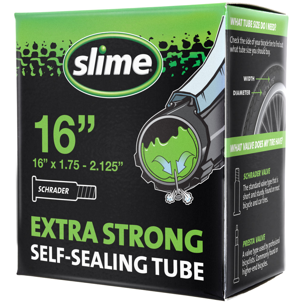 Slime Extra Strong Self-Sealing Bicycle Tubes 16" x 1.75-2.125" Schrader #30051 In Package