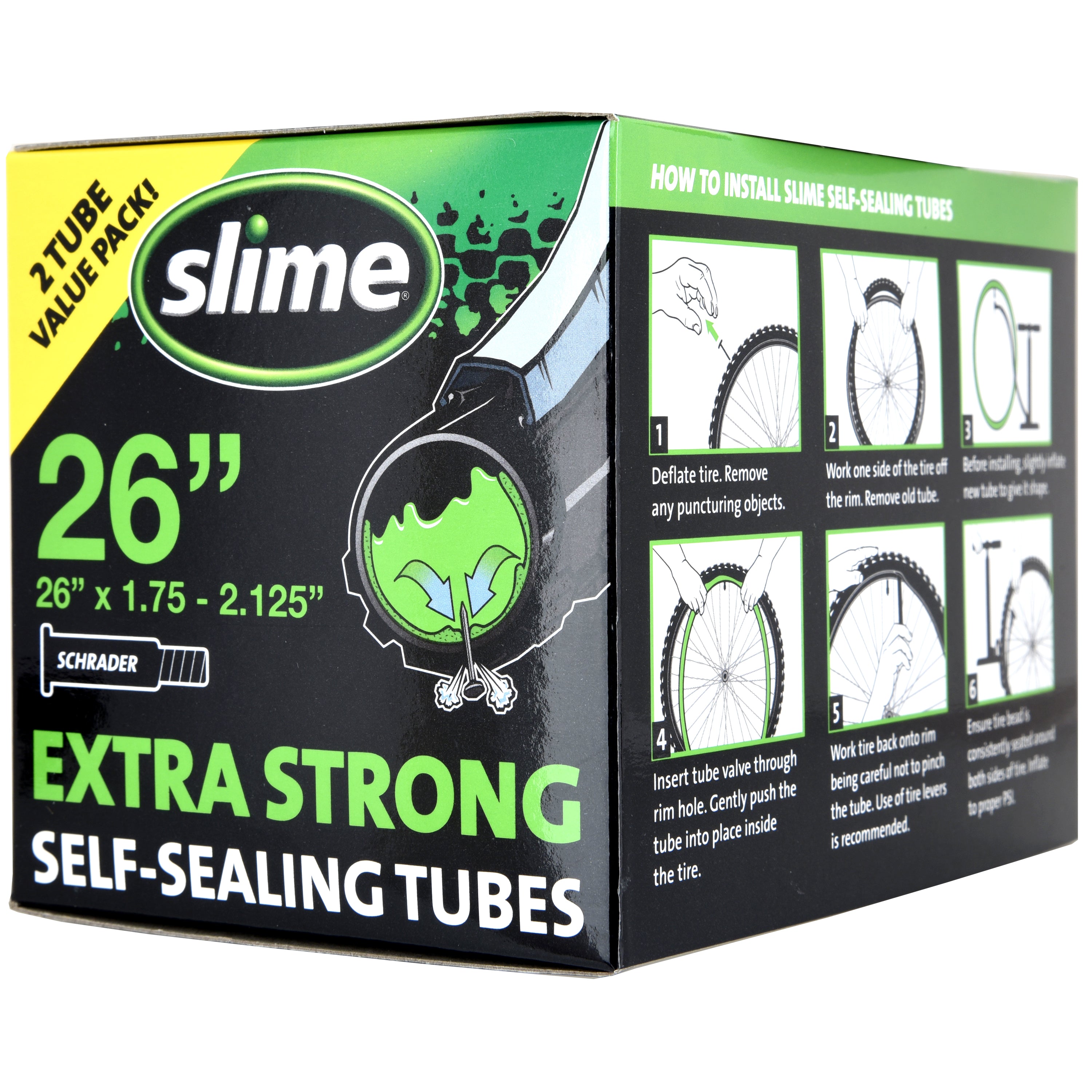 Extra Strong SelfSealing Bike Tubes 26 x 1.752.125" Schrader 2Pack