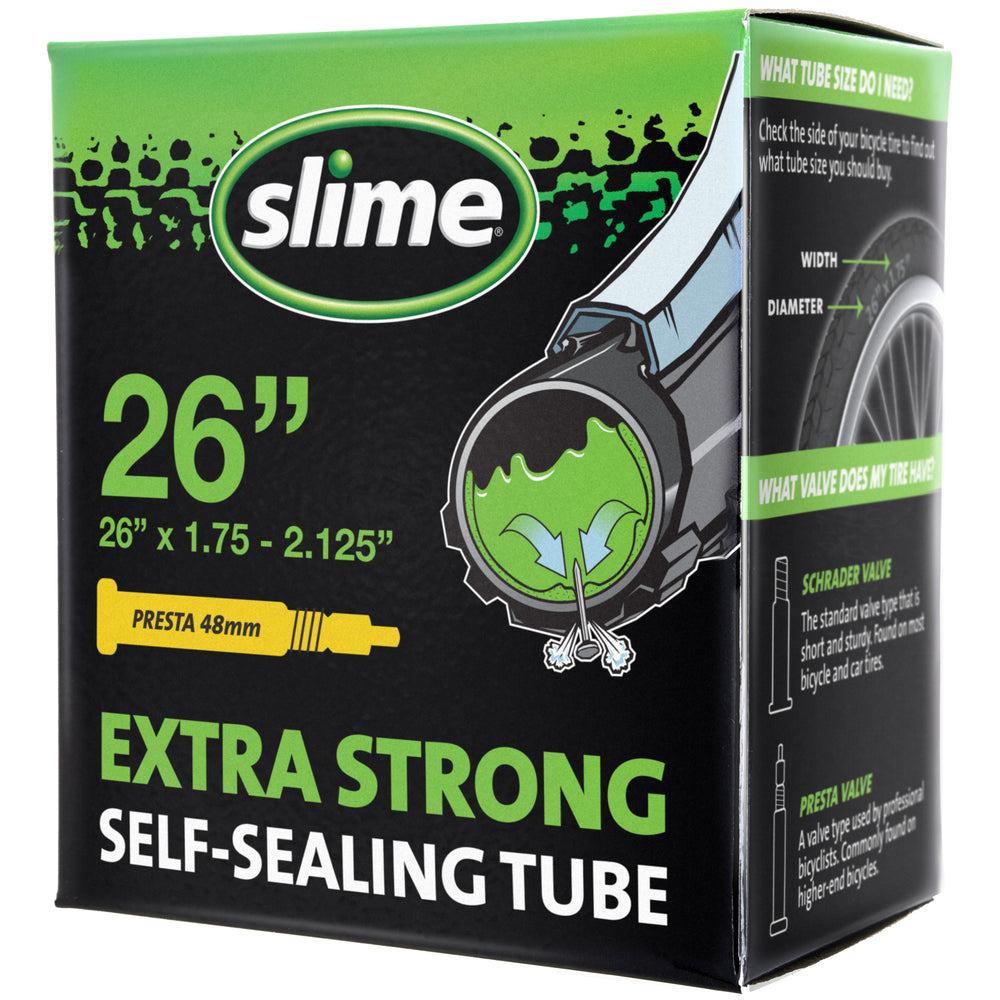Slime Extra Strong Self-Sealing Bicycle Tubes 26" x 1.75-2.125" Presta #30084 In Package